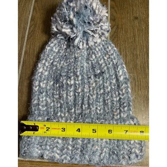 a.n.a Womens Blue Marled Yarn Pom-Pom Beanie Hat One Size - Picture 3 of 8